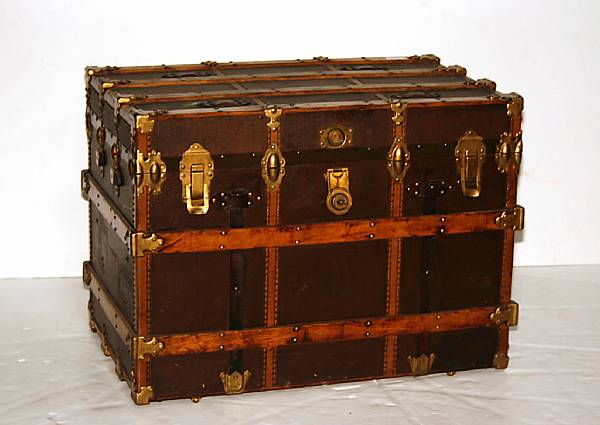 Appraisal: A brass bound trunk with fitted interior late th century