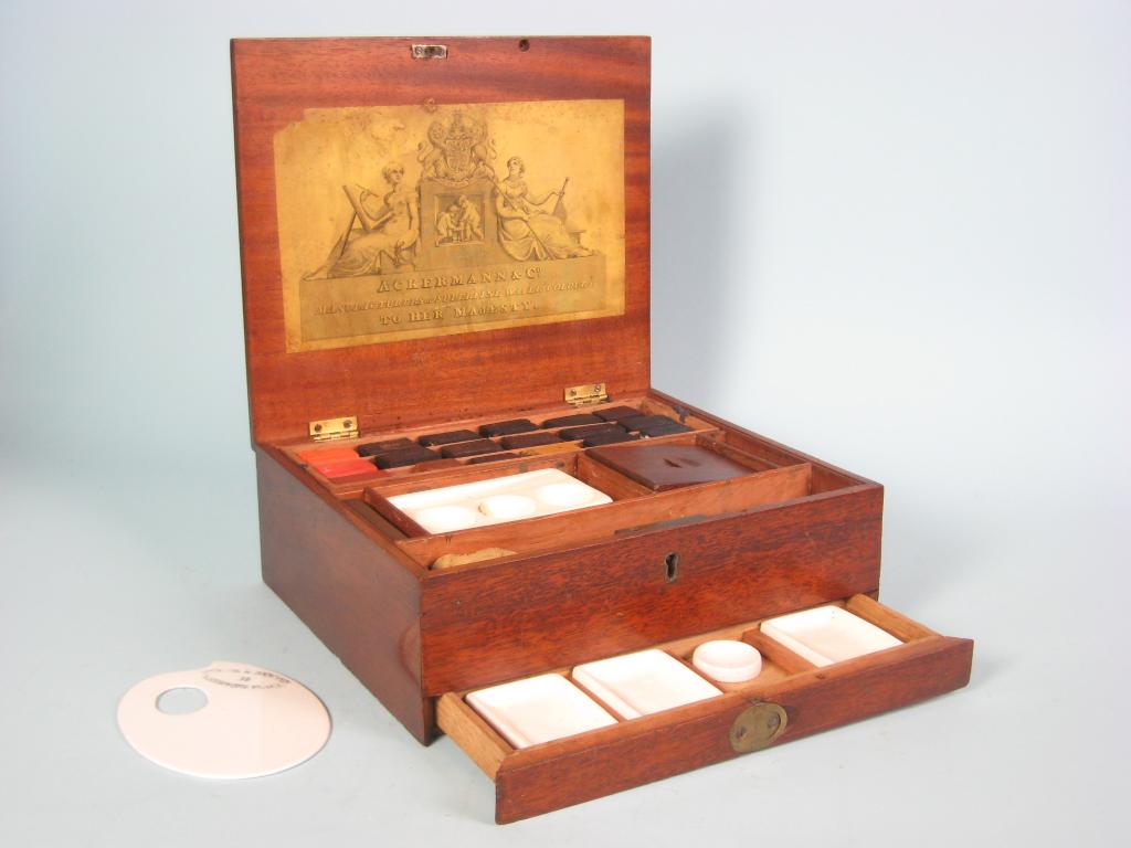 Appraisal: An Ackerman and Co Watercolour Artist's Box in mahogany with