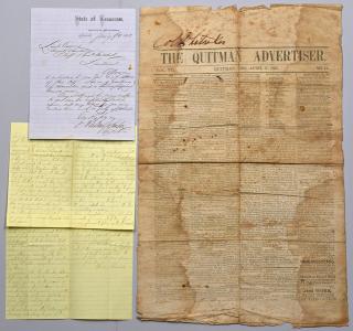 Appraisal: Nashville Civil War Letters MS Newspaper Nashville-related Civil War Documents