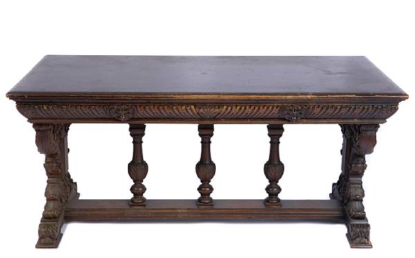 Appraisal: A Baroque style library table height in width in depth