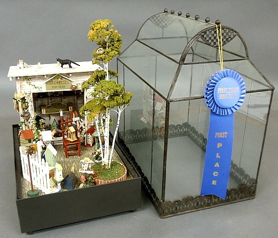 Appraisal: - Miniature terrarium shop setting Birdhouses For Sale scale shop