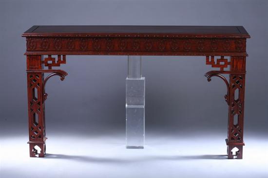 Appraisal: CHINESE CHIPPENDALE STYLE MAHOGANY CONSOLE TABLE th century Rectangular molded-edge