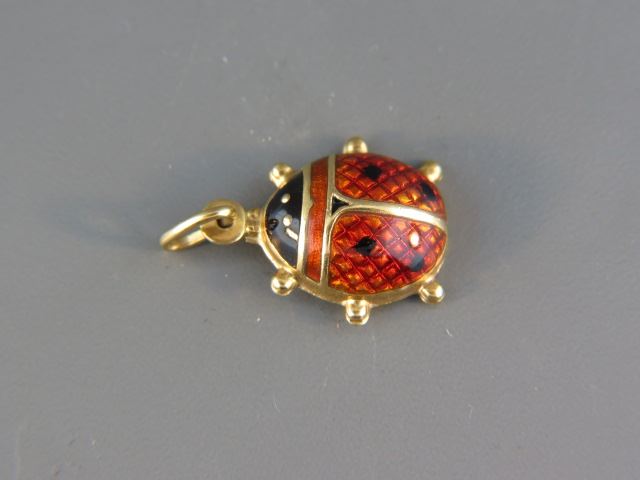 Appraisal: k Gold Enameled Lady Bug Charm yellow gold signed grams