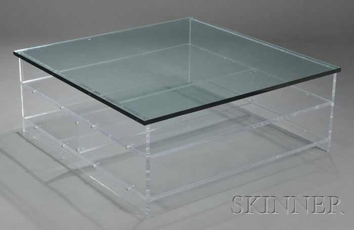 Appraisal: Modernistic Low Table Glass and Lucite Fourth quarter th century