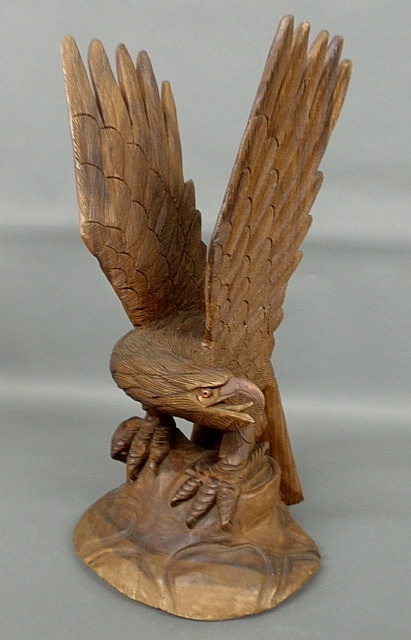 Appraisal: - Life-sized carved American eagle with glass eyes and raised