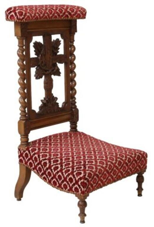 Appraisal: French walnut and oak prie-dieu prayer chair late th c