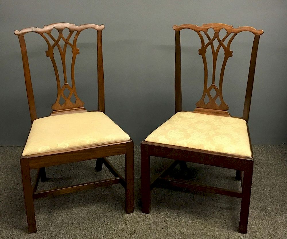 Appraisal: Pair of Chippendale Mahogany Side Chairs Pair of Chippendale mahogany