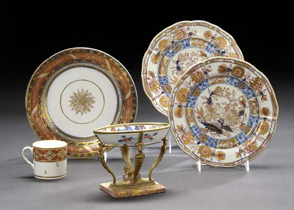 Appraisal: Four Pieces of English Georgian Porcelain including an attractive richly