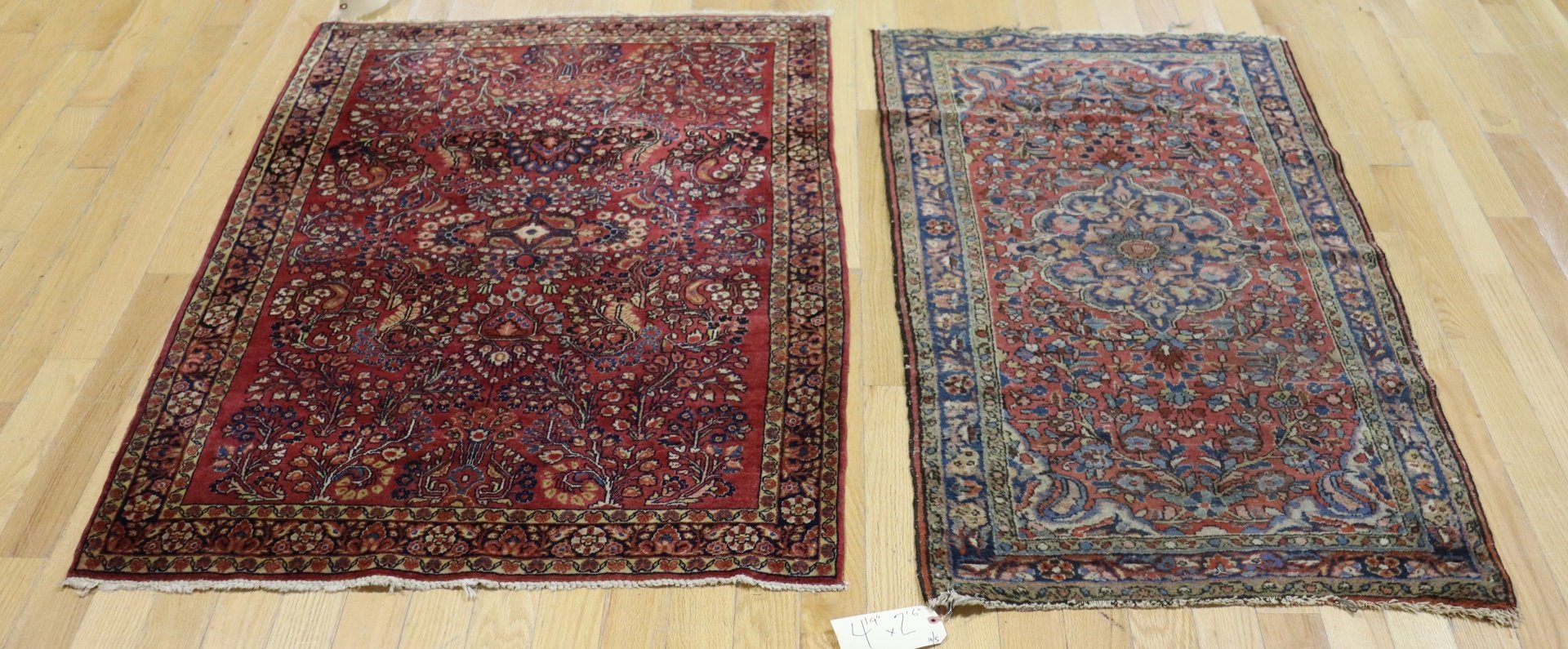 Appraisal: ANTIQUE AND FINELY HAND WOVEN SAROUK RUGS From a Hollis