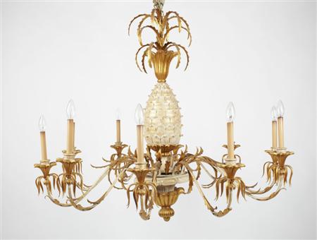 Appraisal: NEO-CLASSICAL STYLE PAINTED AND PARCEL GILT CHANDELIER MODERN with a