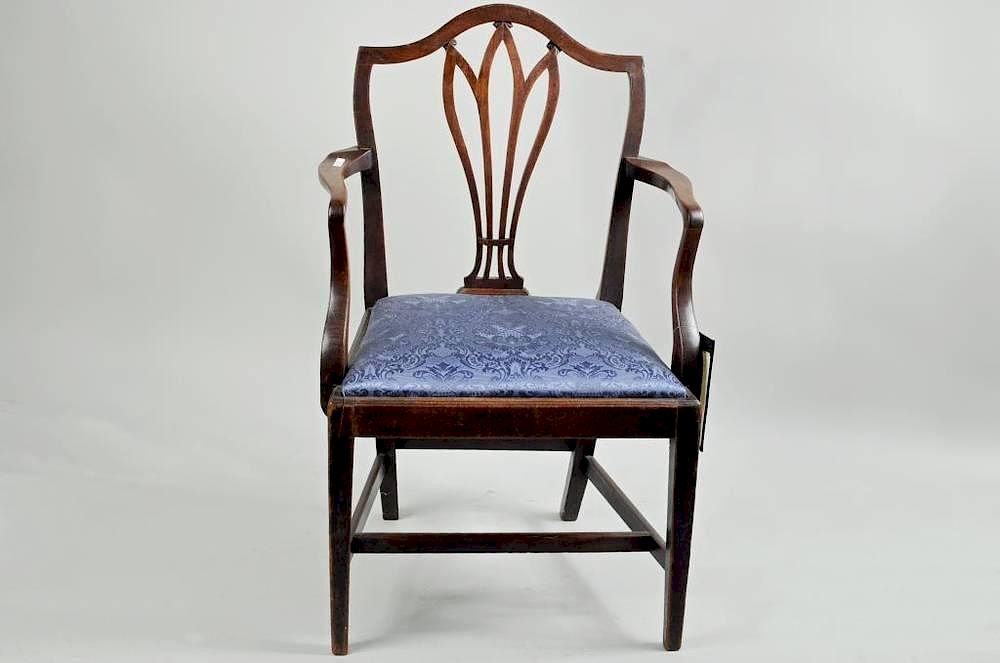 Appraisal: American Hepplewhite Arm Chair Possibly Southern Hepplewhite arm chair with