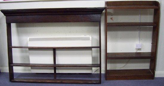 Appraisal: An oak dresser rack cm wide and an open bookcase