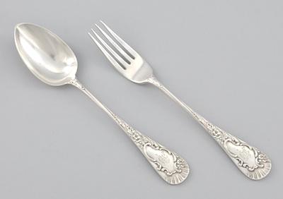 Appraisal: Russian Silver Fork and Spoon Hallmarked Khlebnikov Moscow ca early