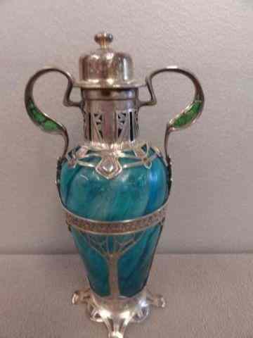 Appraisal: Art Nouveau Silver Mounted Loetz Urn With enamel or plique