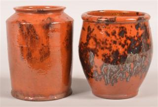 Appraisal: PA th Century Redware Glazed Storage Crocks Two Pennsylvania th