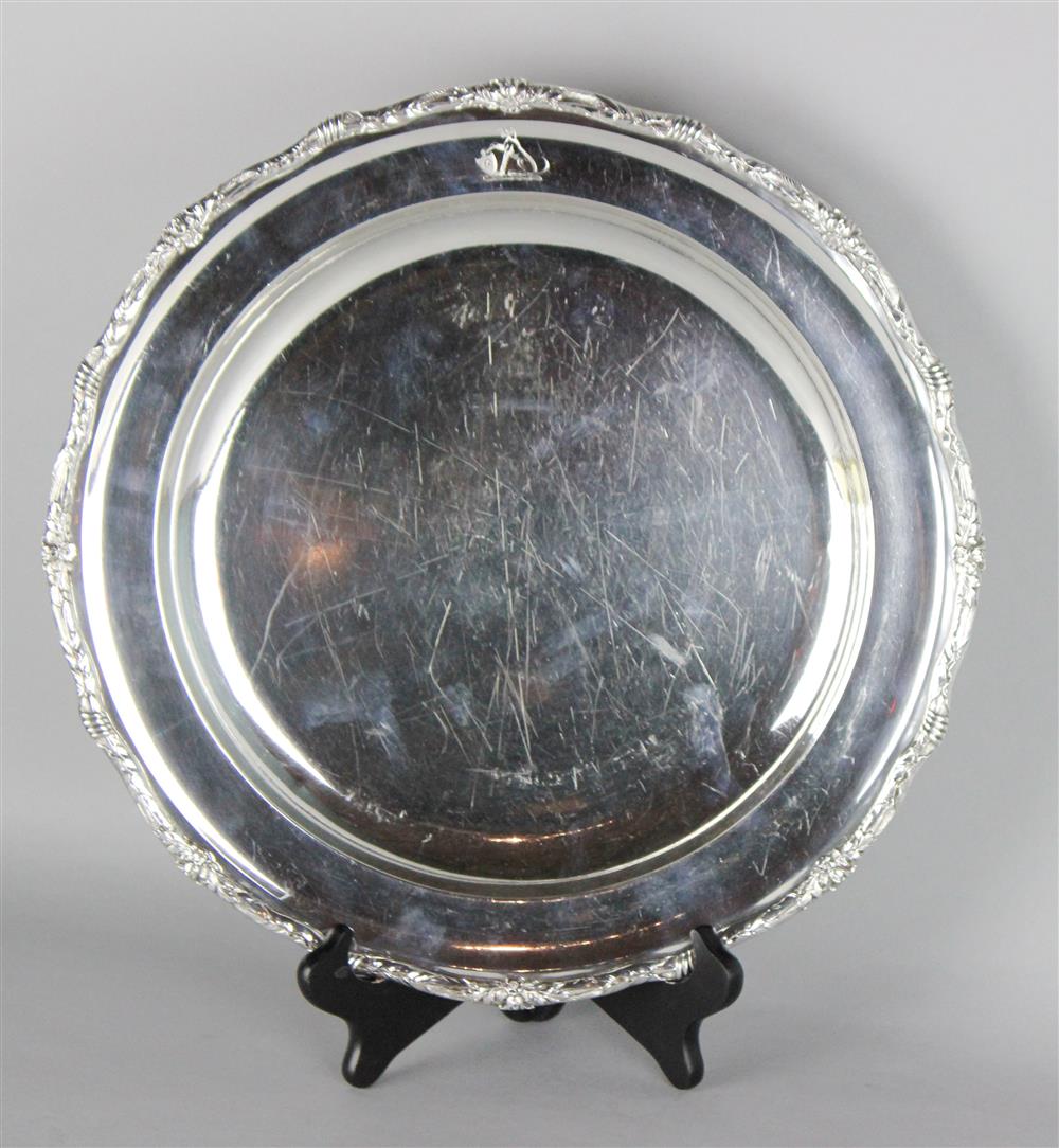 Appraisal: AMERICAN SILVER CRESTED CIRCULAR SALVER WITH CARTER FAMILY CREST S