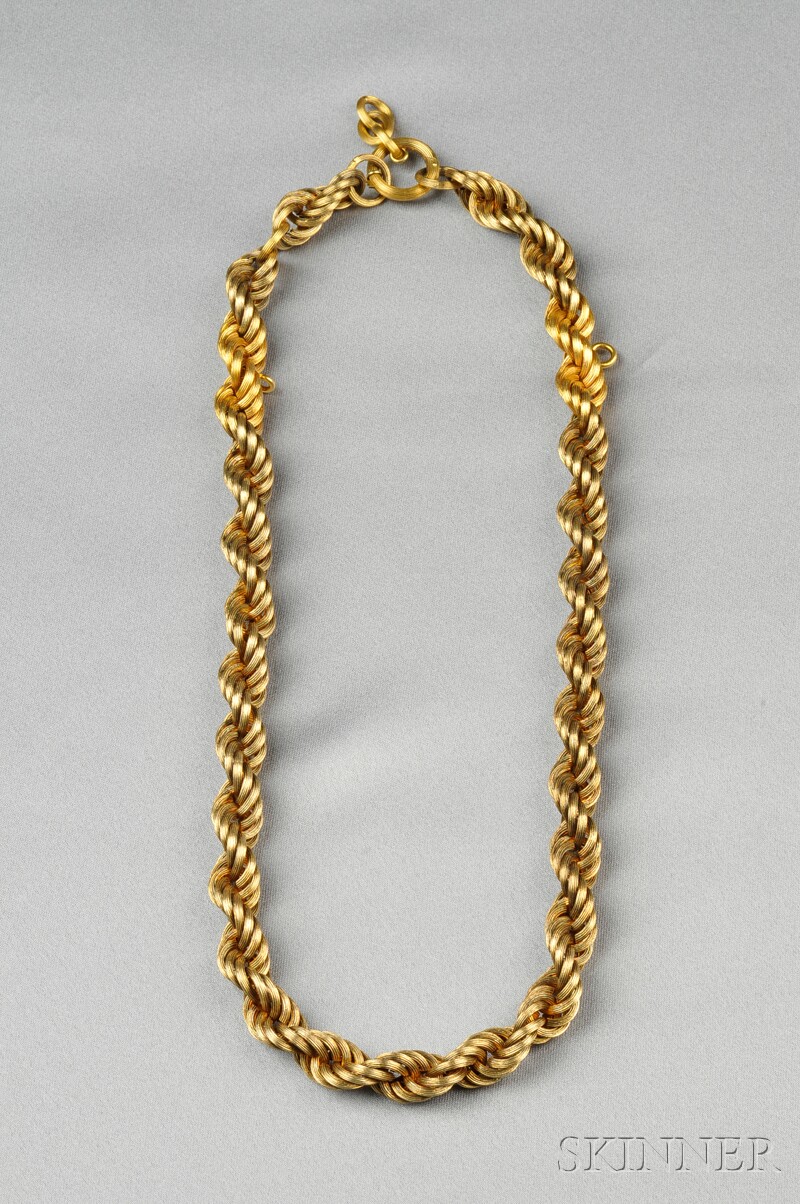 Appraisal: Antique kt Gold Chain of braided links dwt lg in