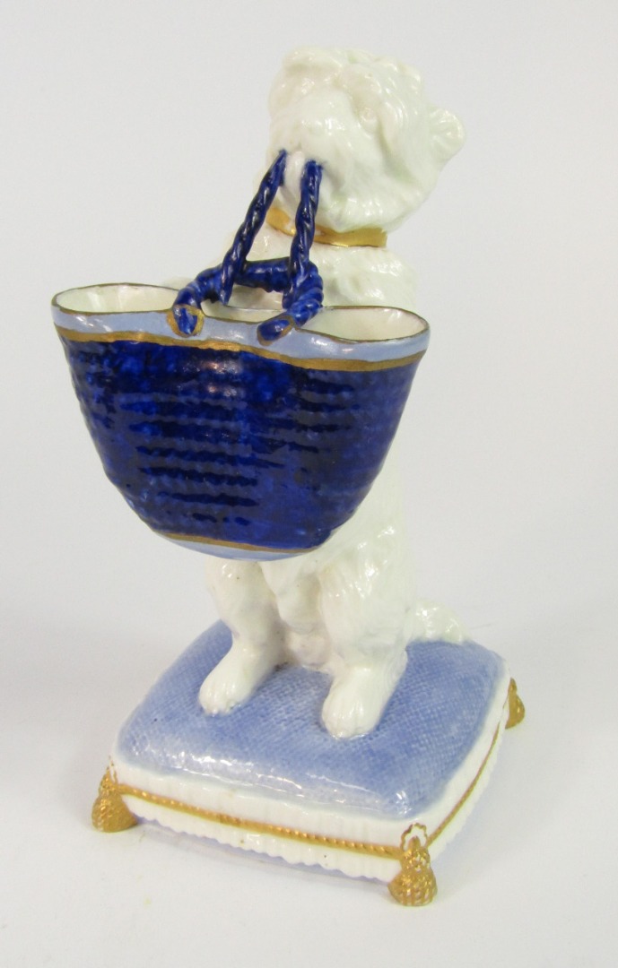 Appraisal: A late thC Brownfield porcelain figure of a dog modelled