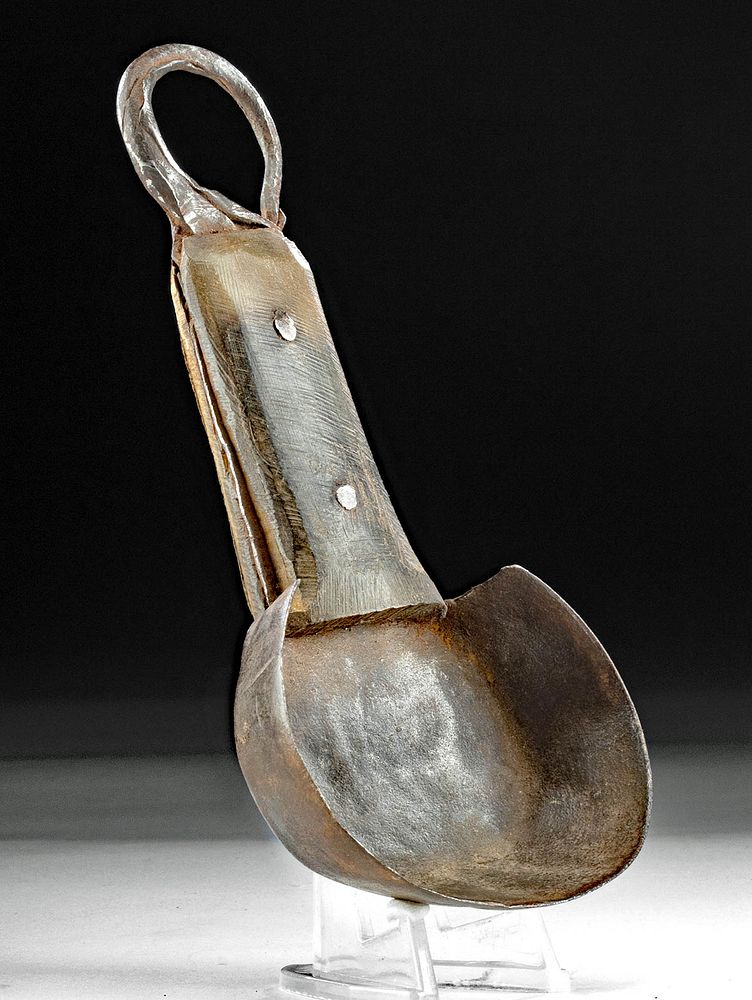 Appraisal: th C American Iron Ladle w Horn Handle North America