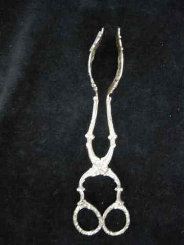 Appraisal: European Sterling Silver Pastry Tongs elaborate openwork with flowers ''