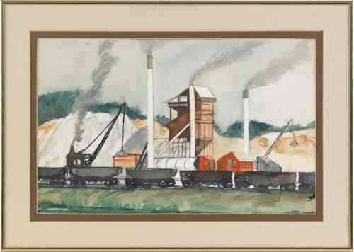 Appraisal: Luis Rapp American - watercolor industrial scene x