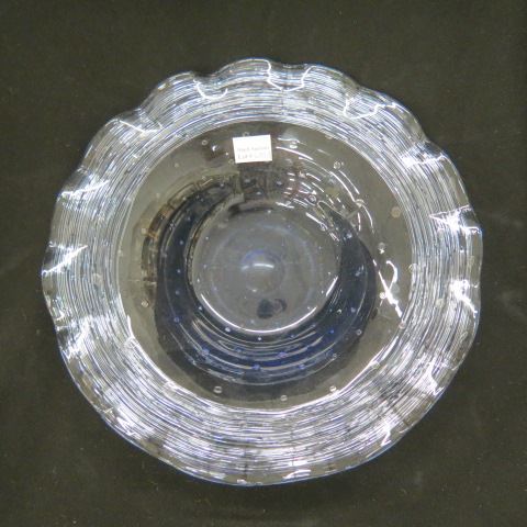 Appraisal: Steuben Art Glass Centerpiece Bowl celeste blue with bubble thread