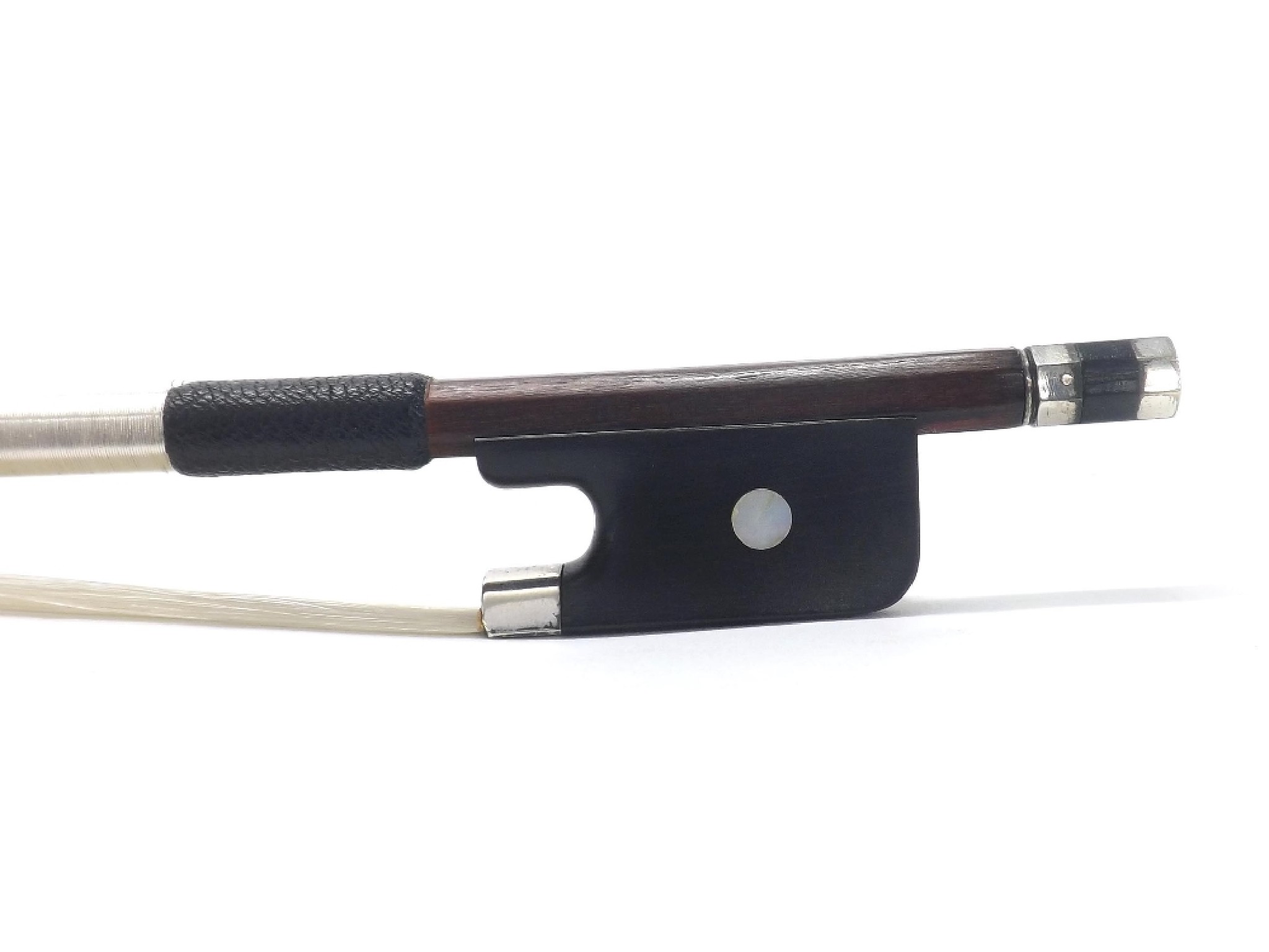 Appraisal: French silver mounted violin bow indistinctly stamped the stick round