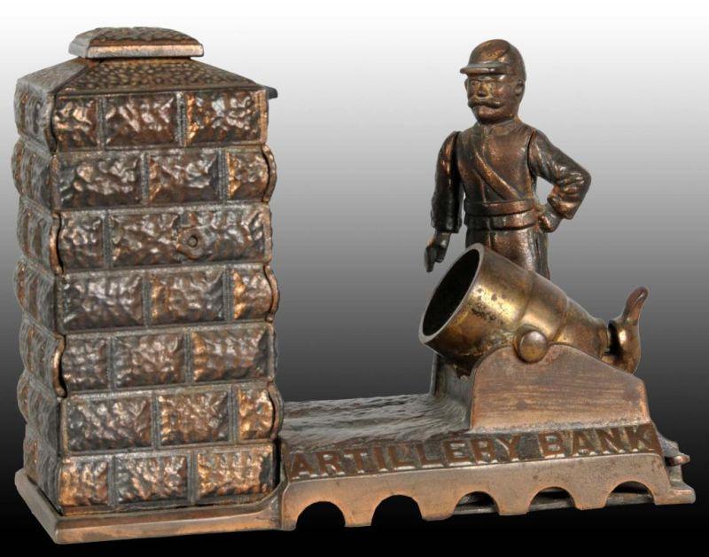 Appraisal: Cast Iron Artillery Mechanical Bank Description Manufactured by Shepard Hardware