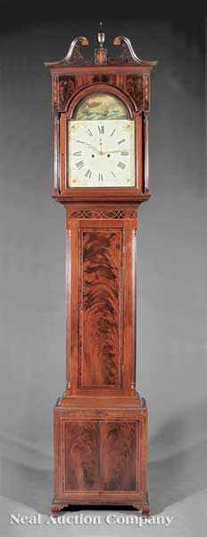 Appraisal: An American Chippendale Inlaid and Carved Mahogany Tall Case Clock