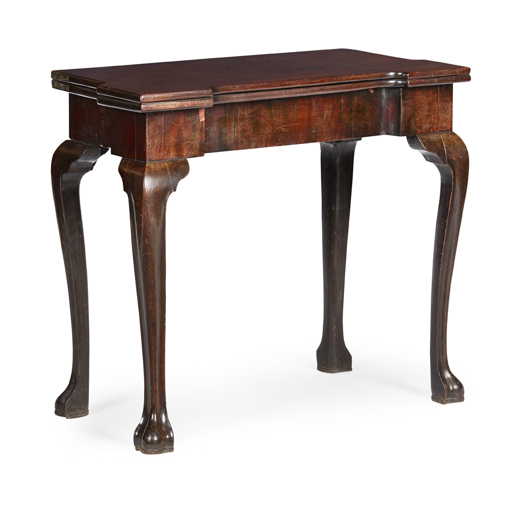 Appraisal: GEORGE II MAHOGANY FOLDOVER TEA TABLE MID TH CENTURY the