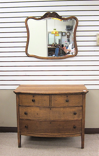 Appraisal: AN OAK CHEST OF DRAWERS WITH WALL MIRROR Bernhardt Manufacturing