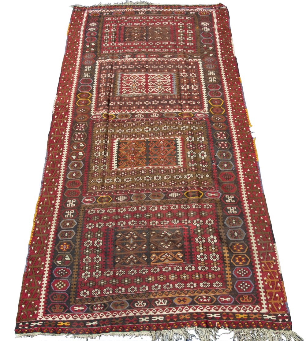 Appraisal: SYRIAN KILIM Vintage Large Woven Wool Kilim with central seam