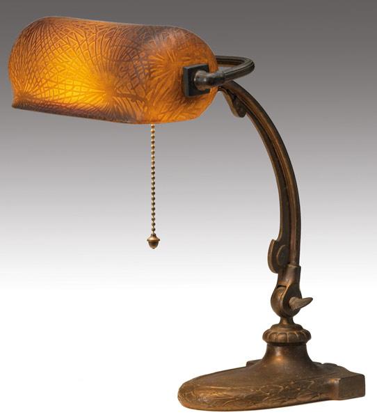 Appraisal: HANDEL Desk lamp with cameo glass shade deeply etched in