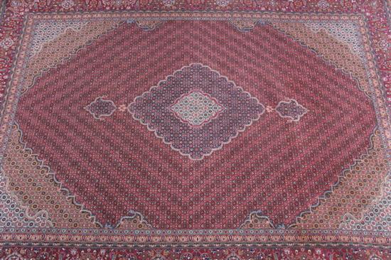 Appraisal: CHINESE TABRIZ RUG Wool and silk foundation fish pattern -