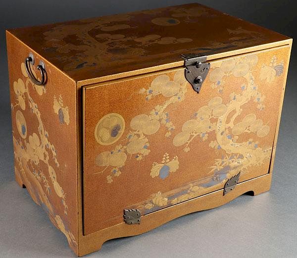 Appraisal: JAPANESE GOLD LACQUERED MINIATURE CHEST MEIJI PERIOD A FINE JAPANESE