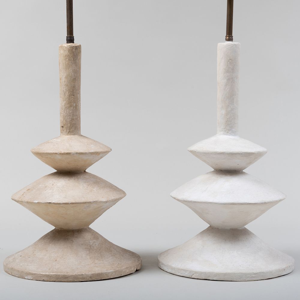 Appraisal: Pair of Modern Plaster Table Lamps After a Design by