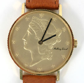 Appraisal: Swiss made Mathey-Tissot K U S Liberty coin wristwatch leather