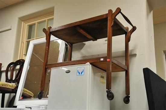 Appraisal: A TWO TIER TIMBER AUTO TROLLEY