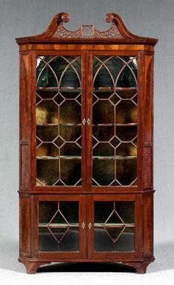 Appraisal: Chippendale mahogany corner cupboard rich reddish color with highly figured