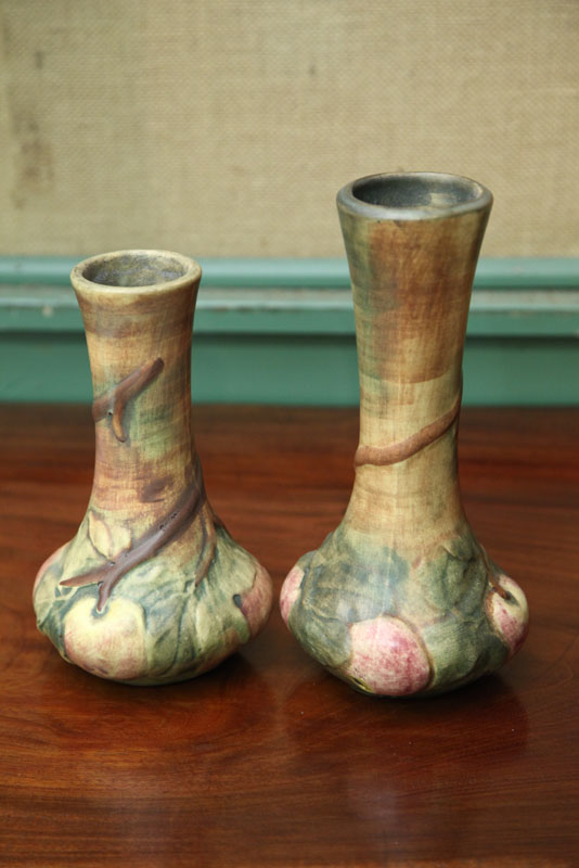 Appraisal: TWO WELLER VASES Similar vases in Baldin pattern Impressed signatures