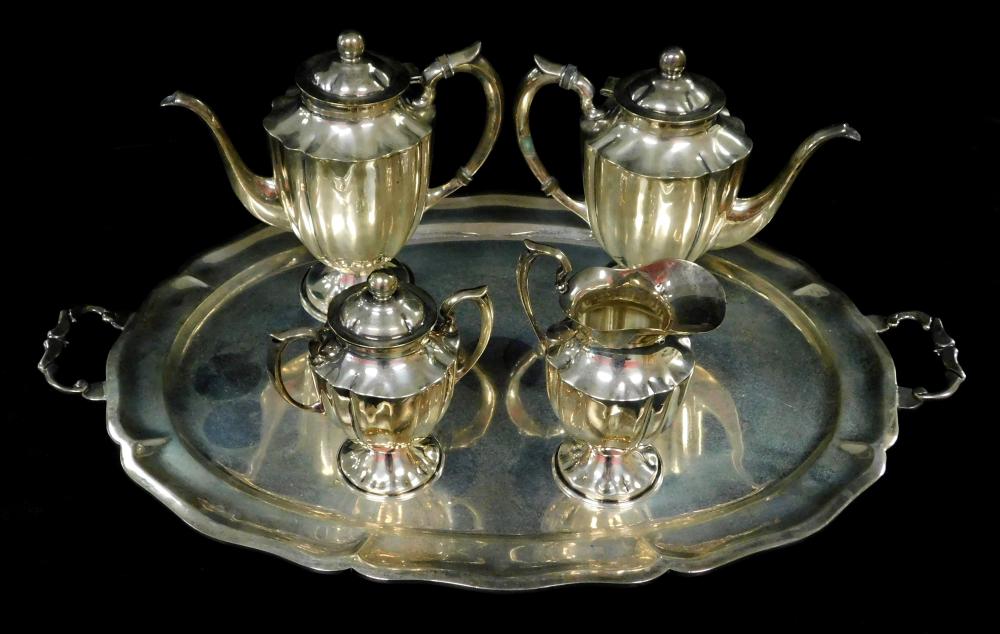 Appraisal: STERLING Mexican tea service five pieces th C all marked