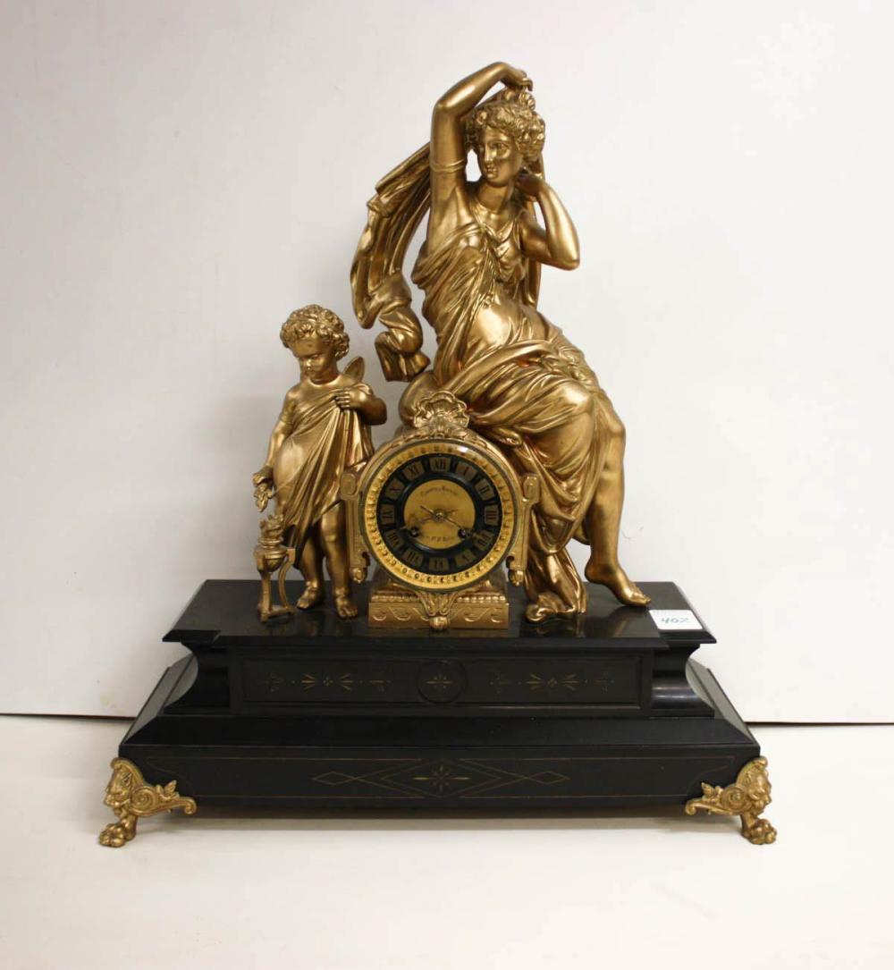 Appraisal: FRENCH STATUE CLOCK attributed to the firm of Samuel Marti