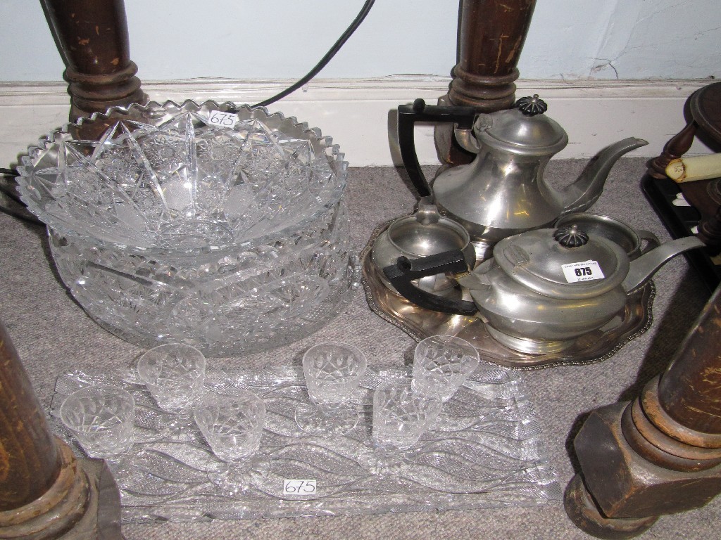 Appraisal: Lot comprising a quantity of cut glass items a pewter