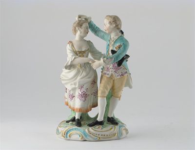 Appraisal: A Derby group of a young couple dancing across a