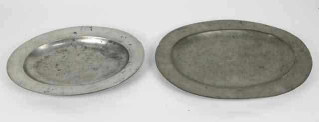 Appraisal: Two pewter oval platters each with plain rim cm and