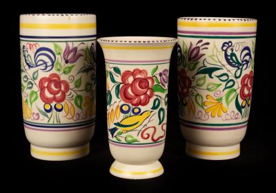 Appraisal: Poole Pottery a near pair of floral vases cm high