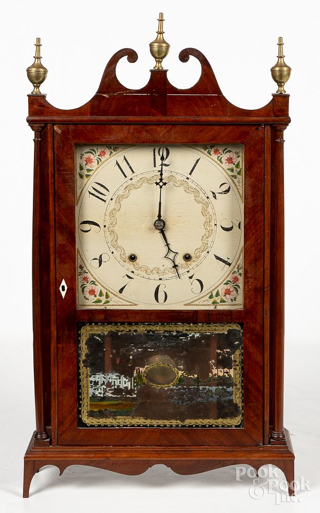 Appraisal: Eli Terry Federal mahogany pillar and scroll clock Eli Terry