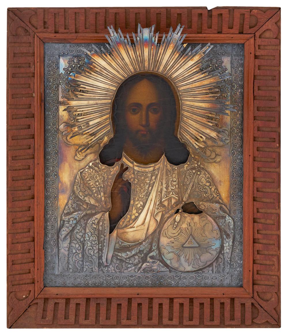 Appraisal: FINE RUSSIAN ICON OF CHRIST PANTOCRATOR EARLY TH CENTURY ICON