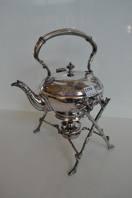 Appraisal: E P SPIRIT KETTLE ON BRANCH STAND