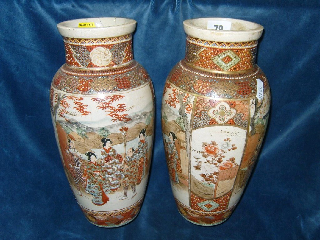 Appraisal: A pair of late th century Satsuma vases with alternating